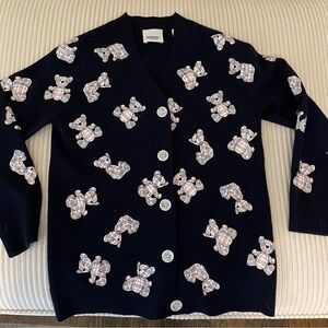 Burberry Navy Cardigan with Bear Print